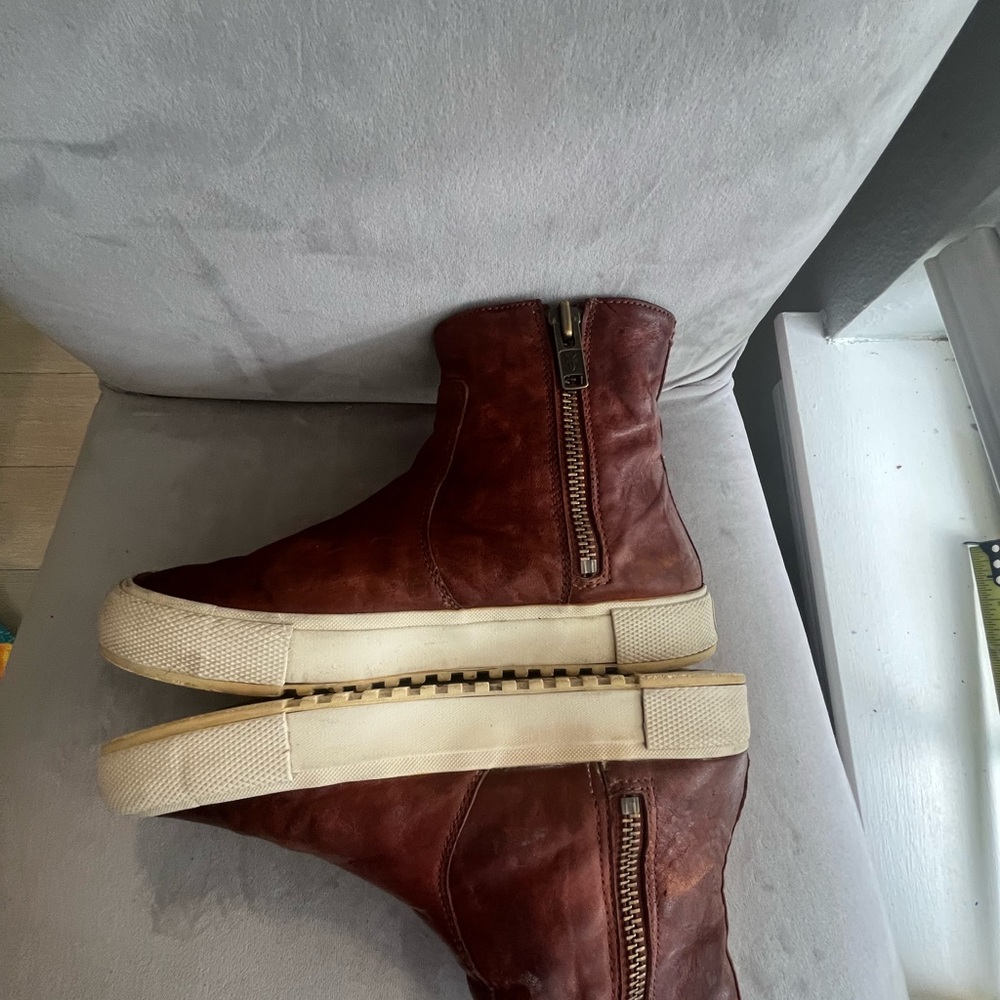 Frye Brown Leather High-Top Sneakers comfort shoes - Picture 5 of 7